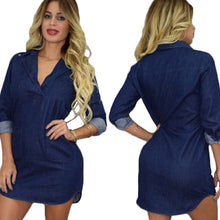 women-long-sleeve-dress-v-neck-denim-sexy-club-dress-pocket-party-mini-casual-dresses-vestidos-plus-size BBL
