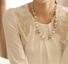 Women's Blouse Chiffon Long Sleeve Shirts Crochet Embroidery Lace Tops Plus Size Blusas Femininas GBL-02