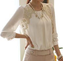 Women's Blouse Chiffon Long Sleeve Shirts Crochet Embroidery Lace Tops Plus Size Blusas Femininas GBL-02