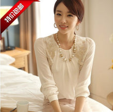 Women's Blouse Chiffon Long Sleeve Shirts Crochet Embroidery Lace Tops Plus Size Blusas Femininas GBL-02