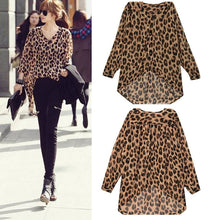 high-street-fshion-women-ladies-chiffon-blouse-leopard-printed-long-sleeve-high-low-hem-loose-tops-camisas-femininas BBL