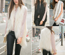 Long Hairy Shaggy Faux Goat Fur Irregular Cardigan Vest Gilet Waistcoat Coat