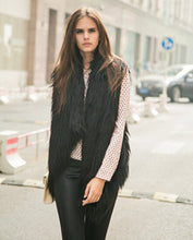 Long Hairy Shaggy Faux Goat Fur Irregular Cardigan Vest Gilet Waistcoat Coat