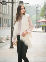 Long Hairy Shaggy Faux Goat Fur Irregular Cardigan Vest Gilet Waistcoat Coat