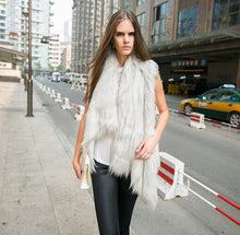 Long Hairy Shaggy Faux Goat Fur Irregular Cardigan Vest Gilet Waistcoat Coat