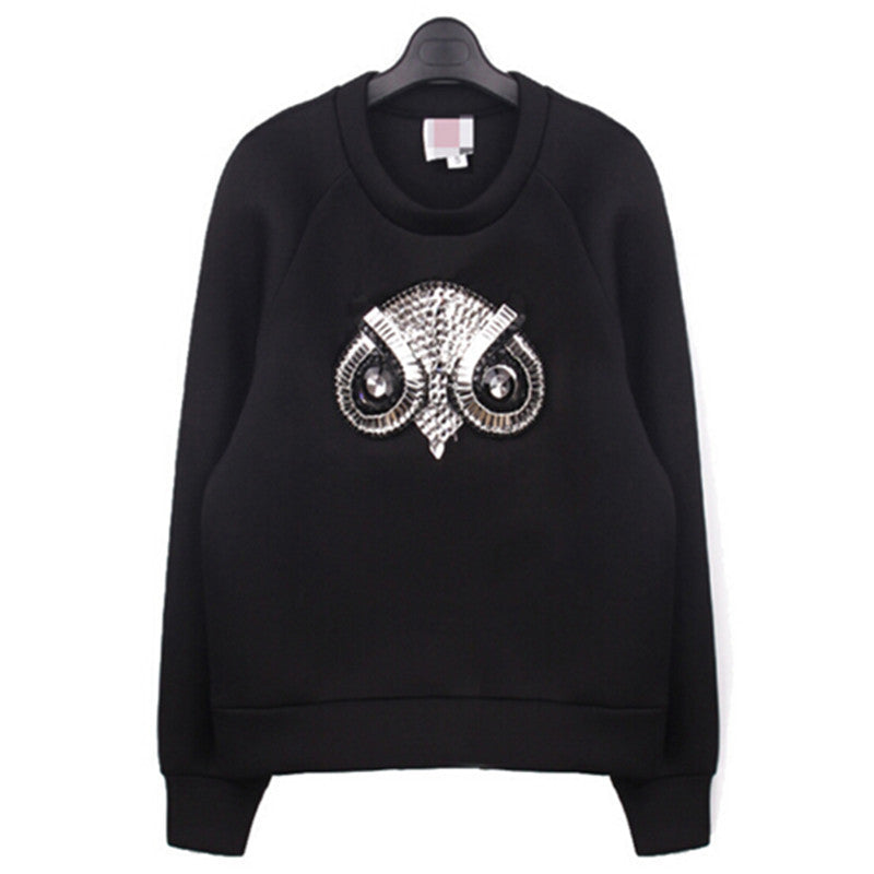 Patchwork Sequined Stud & Bead Embellishments Sweatshirts Pullovers Sexy Lady Long sleeve Sweats Jumper
