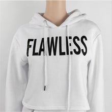 Hooded Sweatshirts Harajuku FLAWLESS Printed Short Tracksuits Jogging Femme Pullovers Crop Tops Feminino