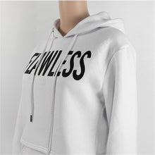 Hooded Sweatshirts Harajuku FLAWLESS Printed Short Tracksuits Jogging Femme Pullovers Crop Tops Feminino