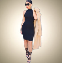 Sexy Women Dress Sleeveless Slim Bandage Dress Red Turtleneck Dress Casual Brief Pencil Dresses Vestidos M0094