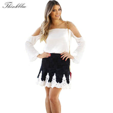 Sexy Off Shoulder Chiffon Blouse Women Long Sleeve Mesh Patchwork Shirts Women Plus Size Blusa Feminina XL