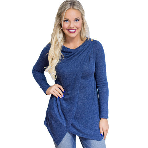 Long Sleeve T Shirts Casual Women Tops Irregular Tee Shirt Femme O Neck Loose T-shirts For Women Plus Size