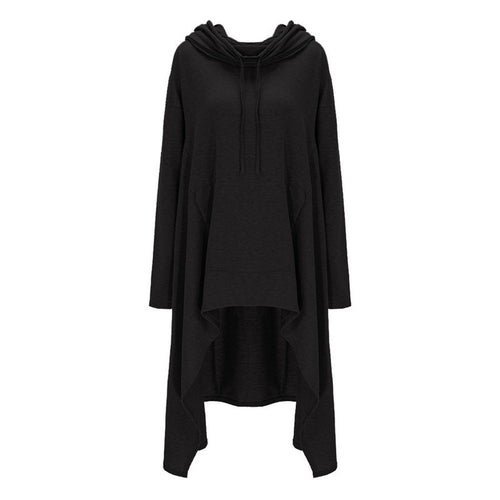 Streetwear Irregular Women Hoodies Long Plus Size Loose Long Sweatshirt Solid Color Casual Hoody