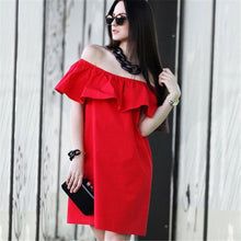 Off Shoulder Ruffle Dress Beach Dress Women Sexy Mini Party Dresses Candy Color Loose Casual Dress