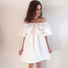 Off Shoulder Ruffle Dress Beach Dress Women Sexy Mini Party Dresses Candy Color Loose Casual Dress