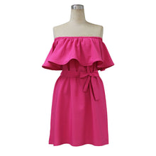 Off Shoulder Ruffle Dress Beach Dress Women Sexy Mini Party Dresses Candy Color Loose Casual Dress