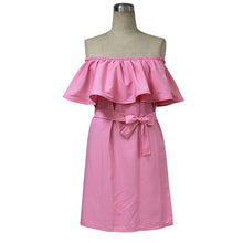 Off Shoulder Ruffle Dress Beach Dress Women Sexy Mini Party Dresses Candy Color Loose Casual Dress