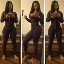 Sexy Jumpsuit Bodysuit Long Sleeve Button Decorated Rompers Knitted Bodycon Jumpsuit Playsuit For Women
