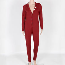 Sexy Jumpsuit Bodysuit Long Sleeve Button Decorated Rompers Knitted Bodycon Jumpsuit Playsuit For Women