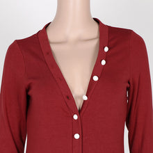 Sexy Jumpsuit Bodysuit Long Sleeve Button Decorated Rompers Knitted Bodycon Jumpsuit Playsuit For Women