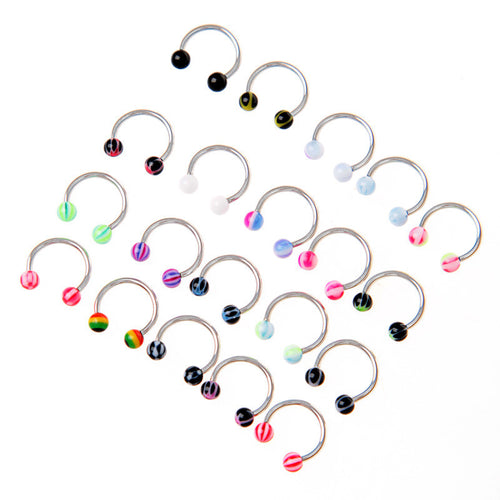 20pcscolorful-stainless-steel-ball-barbell-curved-nose-studs-rings-bars-piercing BBL