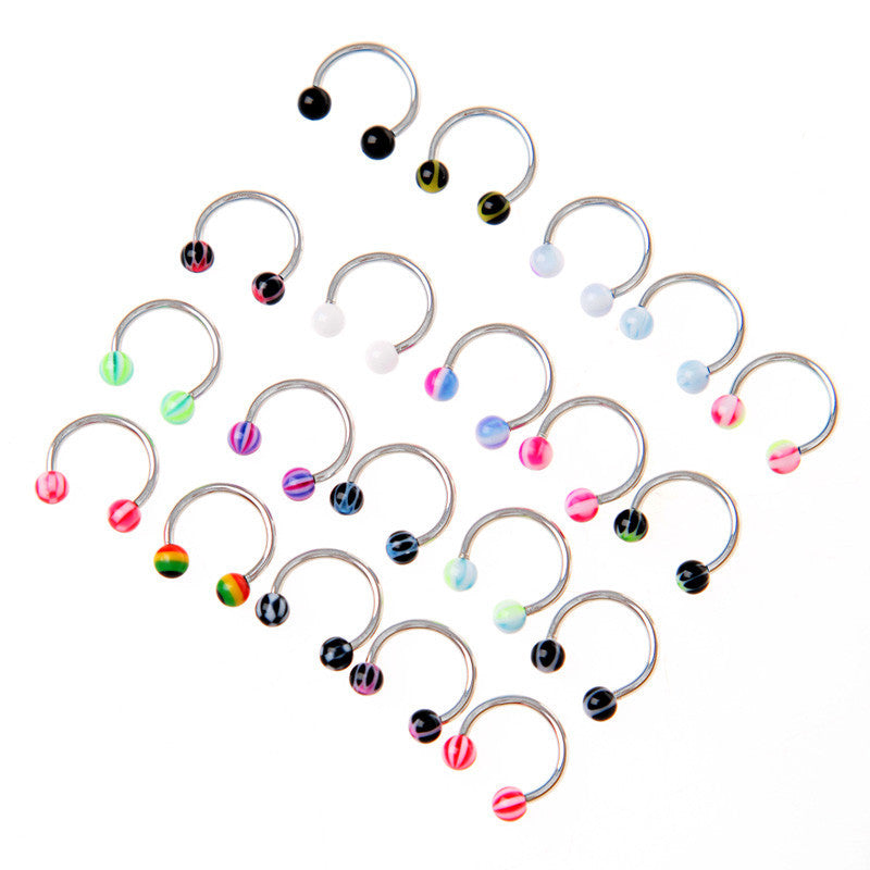20pcscolorful-stainless-steel-ball-barbell-curved-nose-studs-rings-bars-piercing BBL