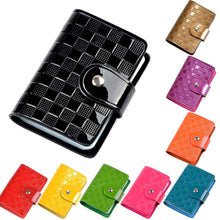 Portable Mini Bank Credit Card Slot Holder Candy Color Patent Plaid Package Folder Card Case