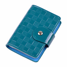 Portable Mini Bank Credit Card Slot Holder Candy Color Patent Plaid Package Folder Card Case