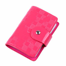Portable Mini Bank Credit Card Slot Holder Candy Color Patent Plaid Package Folder Card Case