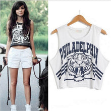 Graffiti Tiger Head Print Crop Top Sleeveless Tank Top Black White Letter Print Crop Tops Loose Women Tops