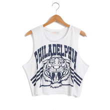 Graffiti Tiger Head Print Crop Top Sleeveless Tank Top Black White Letter Print Crop Tops Loose Women Tops