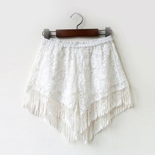 Tassel Lace Shorts Floral Crochet Beach Holiday Shorts Women Black White Elastic Waist Short Feminino