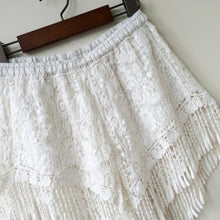 Tassel Lace Shorts Floral Crochet Beach Holiday Shorts Women Black White Elastic Waist Short Feminino