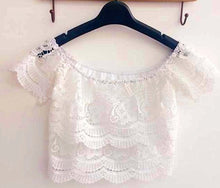 Sexy Shoulder Off Crochet Crop Top Lace Floral Sexy Blouse Women Lace Cropped Tops Regata Feminina