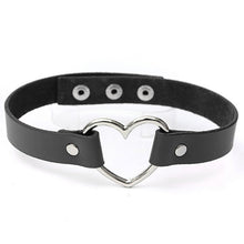 new-punk-women-ladies-gothic-leather-choker-heart-chain-spike-rivet-buckle-collar-necklace BBL