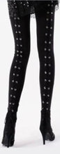~ Vintage Punk Women's Split Metal Cuffs Eyelets Lace Up Panelled Leggings Pants Long trousers