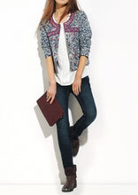 Women's Red Embroidery Contrast Floral Print Paisley Jacket Ladies O neck Long sleeve Quilted Thin Padded Coats Suits