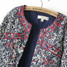 Women's Red Embroidery Contrast Floral Print Paisley Jacket Ladies O neck Long sleeve Quilted Thin Padded Coats Suits