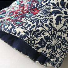 Women's Red Embroidery Contrast Floral Print Paisley Jacket Ladies O neck Long sleeve Quilted Thin Padded Coats Suits