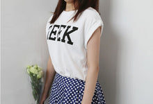 s Korean Tops & Tees Women Roll-up Sleeve Random Hem Loose Letter T-shirts ladies 4 Colors J2328
