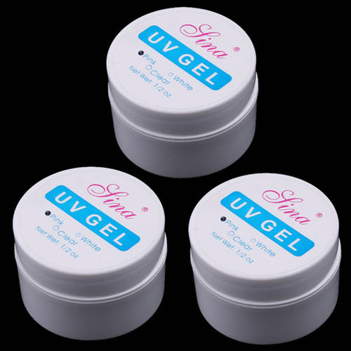 3pc Pink White Clear Nail Art UV Gel Builder Tips Glue Acrylic Manicure