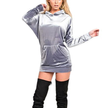 Women Hooded Dresses Slim Overalls Women Gold Velour Mini Dress Vestidos LX131
