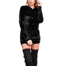 Women Hooded Dresses Slim Overalls Women Gold Velour Mini Dress Vestidos LX131