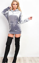 Women Hooded Dresses Slim Overalls Women Gold Velour Mini Dress Vestidos LX131