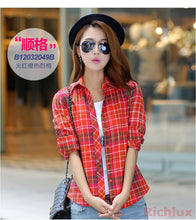 Women Plaid Blouses Shirts Long-sleeve Women Plaid Shirt High Street Casual OL Top PLus Size Blusas J2351