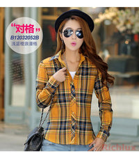 Women Plaid Blouses Shirts Long-sleeve Women Plaid Shirt High Street Casual OL Top PLus Size Blusas J2351