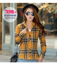 Women Plaid Blouses Shirts Long-sleeve Women Plaid Shirt High Street Casual OL Top PLus Size Blusas J2351