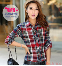 Women Plaid Blouses Shirts Long-sleeve Women Plaid Shirt High Street Casual OL Top PLus Size Blusas J2351