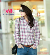 Women Plaid Blouses Shirts Long-sleeve Women Plaid Shirt High Street Casual OL Top PLus Size Blusas J2351