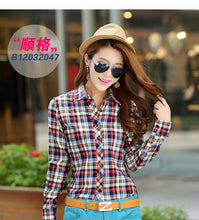 Women Plaid Blouses Shirts Long-sleeve Women Plaid Shirt High Street Casual OL Top PLus Size Blusas J2351