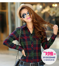 Women Plaid Blouses Shirts Long-sleeve Women Plaid Shirt High Street Casual OL Top PLus Size Blusas J2351
